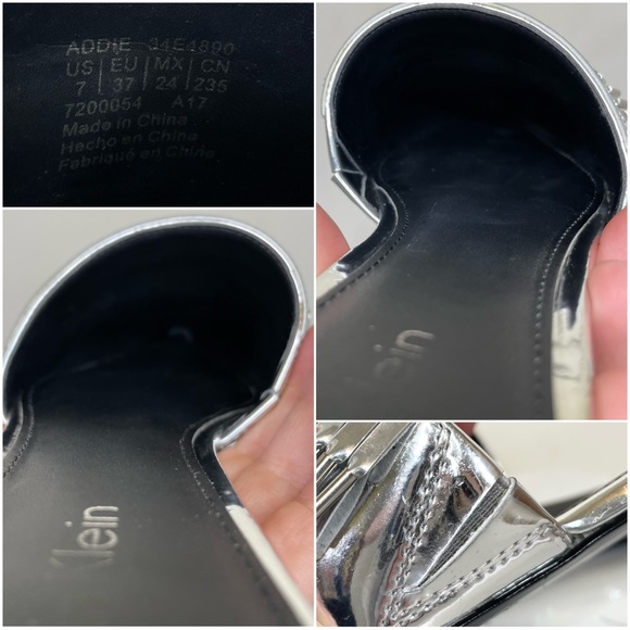 Calvin Klein Addie Metallic Silver Fringe Mule Slide - Picture 13 of 15